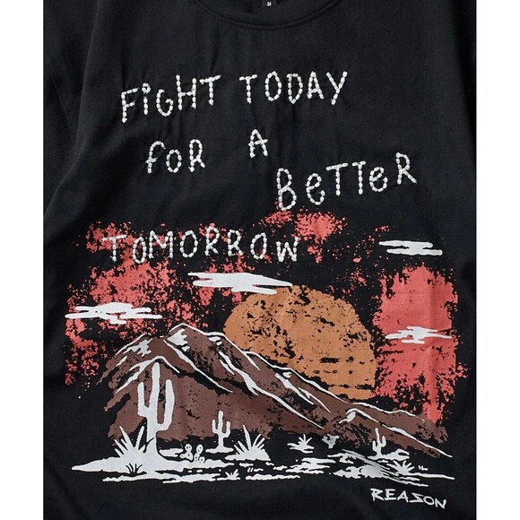 Reason T-Shirt Men’s L, XL Black Fight Today for a Better Tomorrow Embroidered - Picture 10 of 11